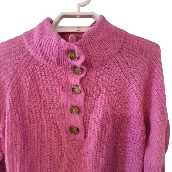 Marine Layer Evelyn Dream Yarn sweater womens XS Pink Punch wool alpaca blend - Picture 4 of 4